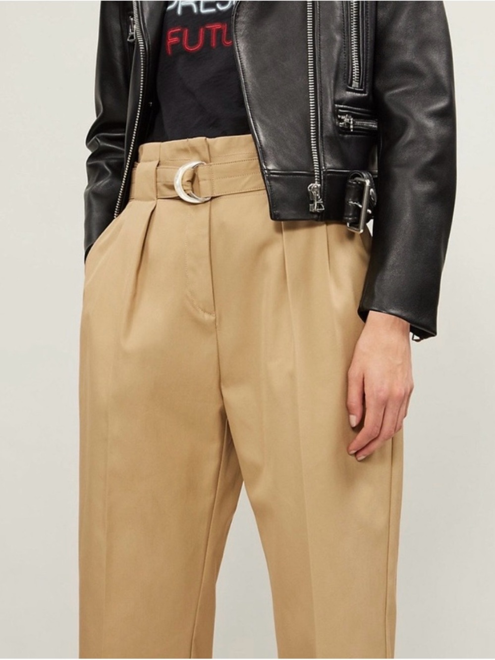 Sandro Arthis High Rise Cotton Trouser Beige EU 36 - Picture 3 of 12